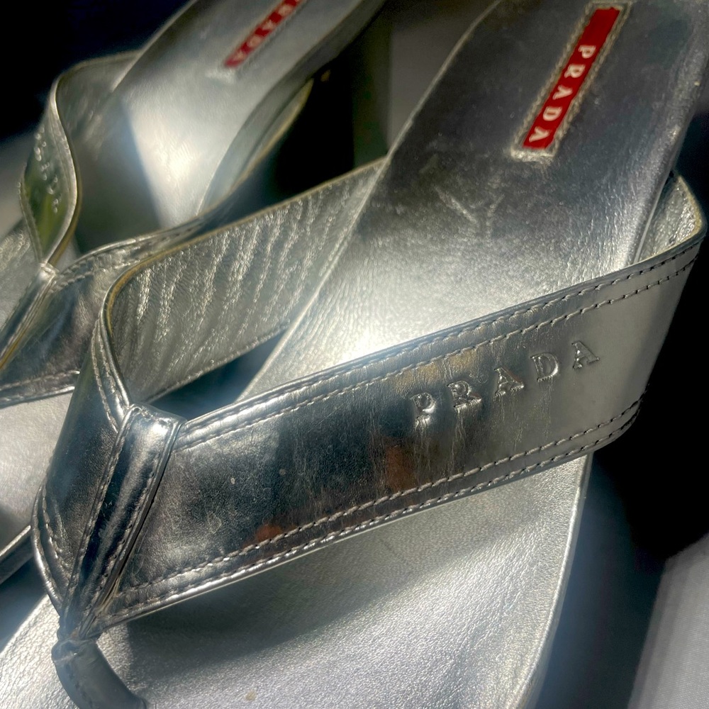 Prada, Silver Platform Sandal